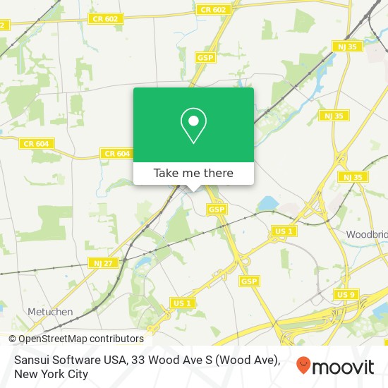 Mapa de Sansui Software USA, 33 Wood Ave S