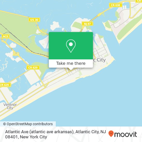 Mapa de Atlantic Ave (atlantic ave arkansas), Atlantic City, NJ 08401