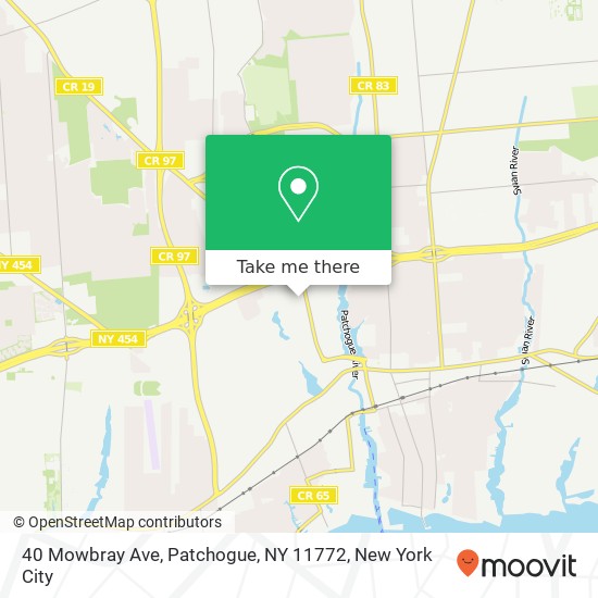 Mapa de 40 Mowbray Ave, Patchogue, NY 11772