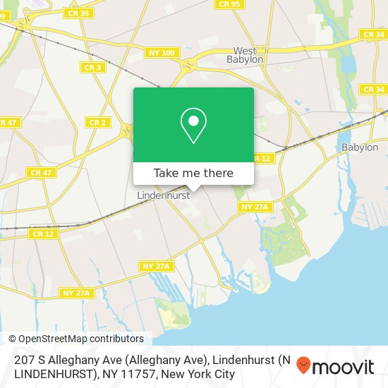 207 S Alleghany Ave (Alleghany Ave), Lindenhurst (N LINDENHURST), NY 11757 map