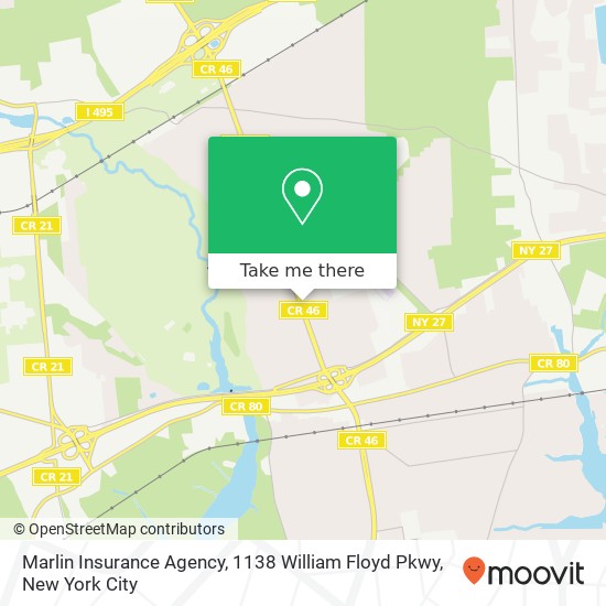 Marlin Insurance Agency, 1138 William Floyd Pkwy map