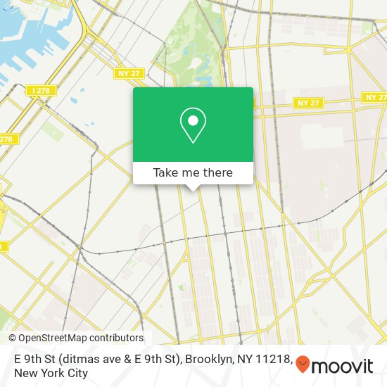 Mapa de E 9th St (ditmas ave & E 9th St), Brooklyn, NY 11218