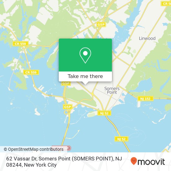 Mapa de 62 Vassar Dr, Somers Point (SOMERS POINT), NJ 08244