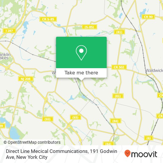 Mapa de Direct Line Mecical Communications, 191 Godwin Ave