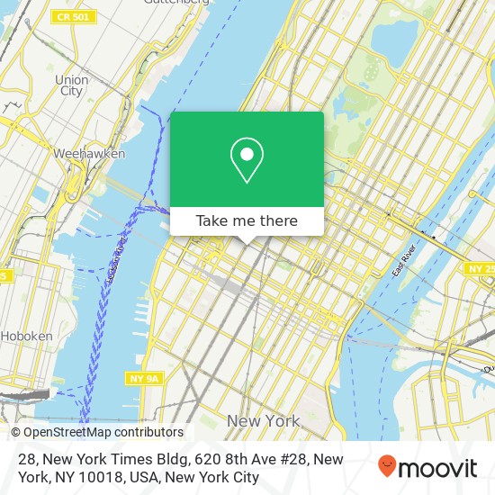 Mapa de 28, New York Times Bldg, 620 8th Ave #28, New York, NY 10018, USA