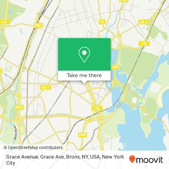 Mapa de Grace Avenue, Grace Ave, Bronx, NY, USA