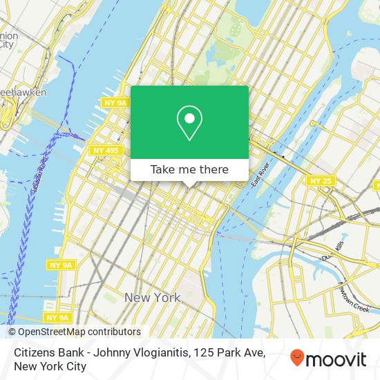 Mapa de Citizens Bank - Johnny Vlogianitis, 125 Park Ave