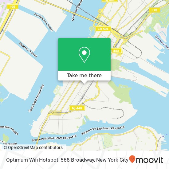 Mapa de Optimum Wifi Hotspot, 568 Broadway