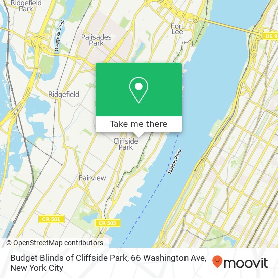 Mapa de Budget Blinds of Cliffside Park, 66 Washington Ave