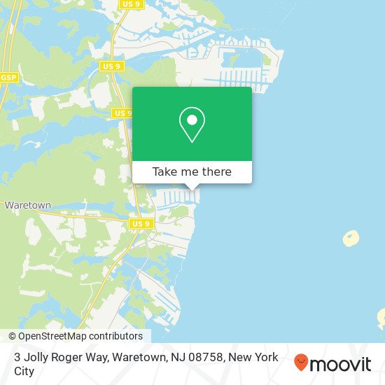 Mapa de 3 Jolly Roger Way, Waretown, NJ 08758