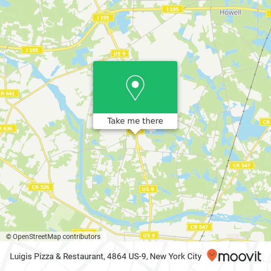 Mapa de Luigis Pizza & Restaurant, 4864 US-9