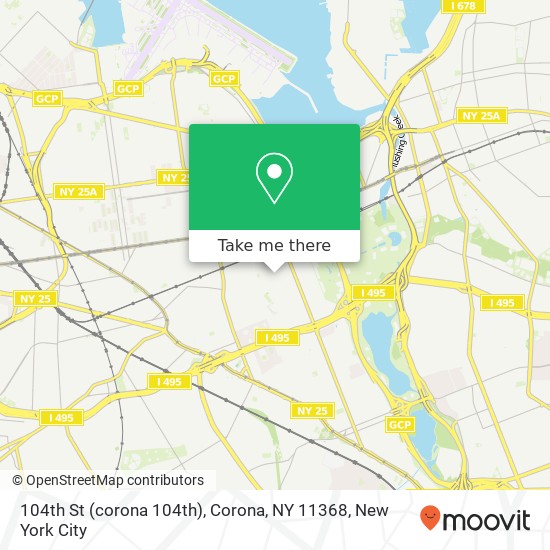 Mapa de 104th St (corona 104th), Corona, NY 11368