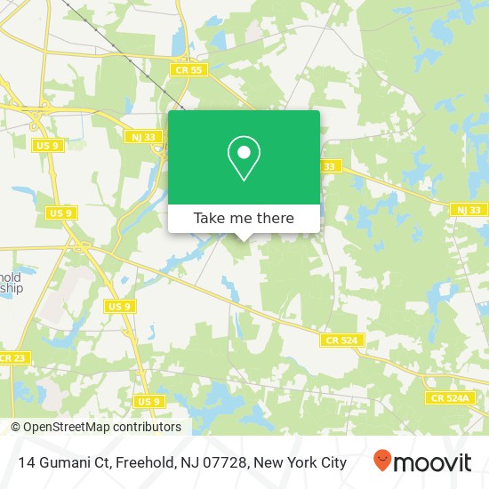 Mapa de 14 Gumani Ct, Freehold, NJ 07728