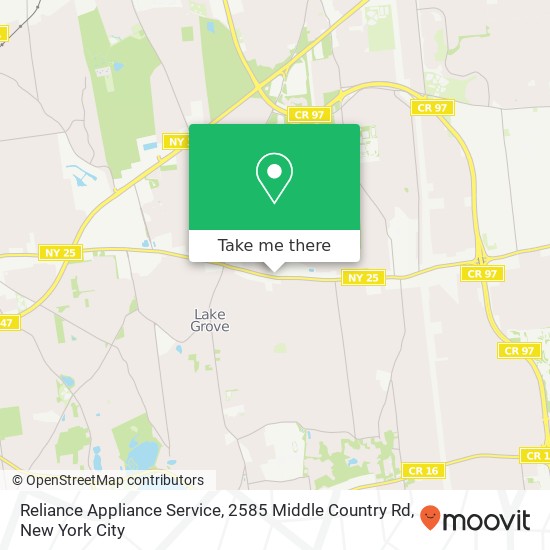 Reliance Appliance Service, 2585 Middle Country Rd map