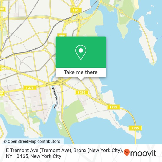 Mapa de E Tremont Ave (Tremont Ave), Bronx (New York City), NY 10465