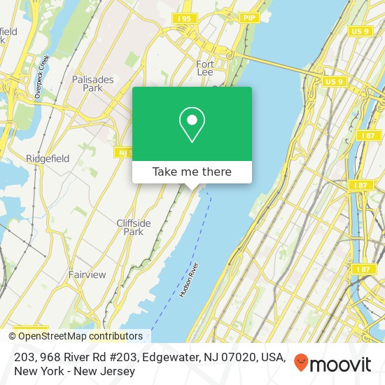 Mapa de 203, 968 River Rd #203, Edgewater, NJ 07020, USA