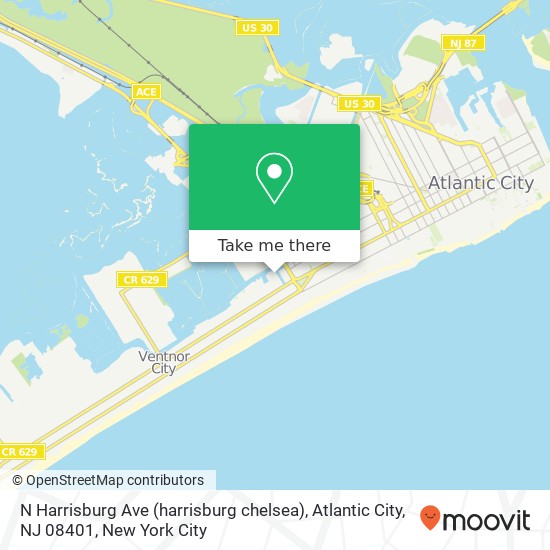 Mapa de N Harrisburg Ave (harrisburg chelsea), Atlantic City, NJ 08401