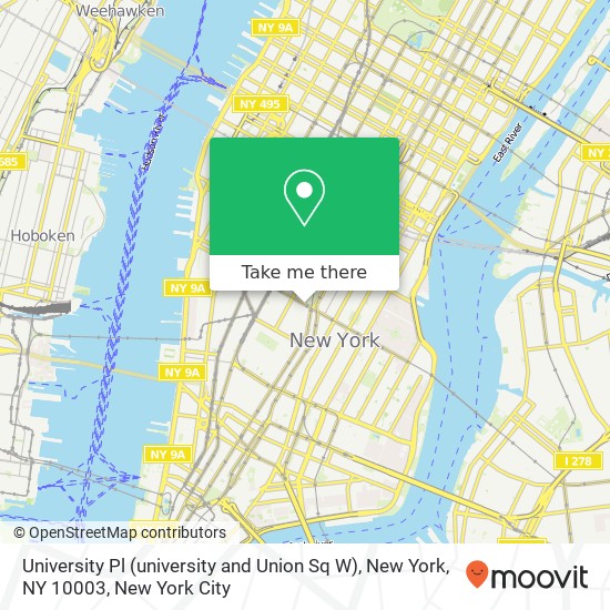 Mapa de University Pl (university and Union Sq W), New York, NY 10003
