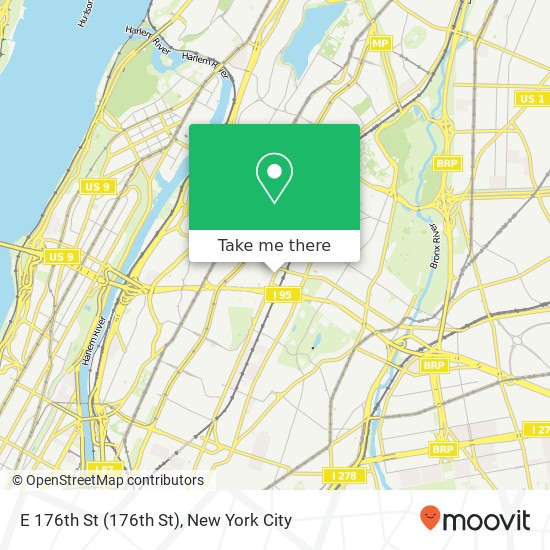 Mapa de E 176th St (176th St), Bronx, NY 10457