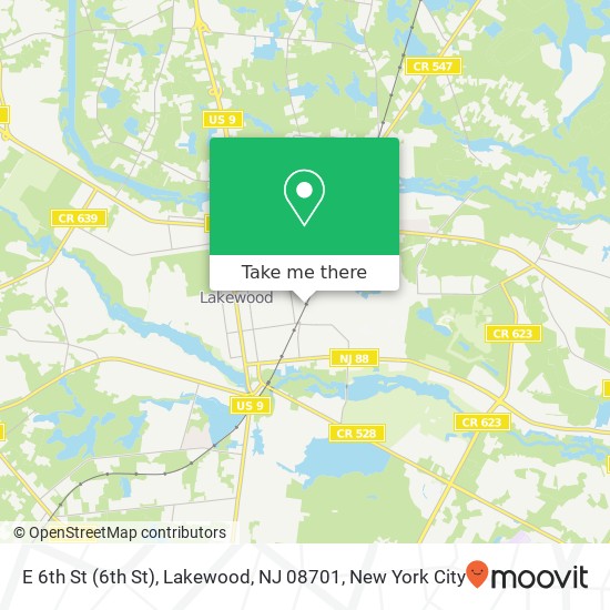 Mapa de E 6th St (6th St), Lakewood, NJ 08701