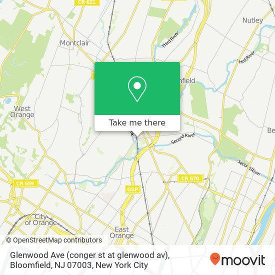 Mapa de Glenwood Ave (conger st at glenwood av), Bloomfield, NJ 07003