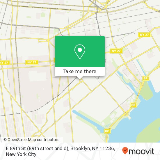 Mapa de E 89th St (89th street and d), Brooklyn, NY 11236