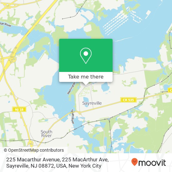 Mapa de 225 Macarthur Avenue, 225 MacArthur Ave, Sayreville, NJ 08872, USA