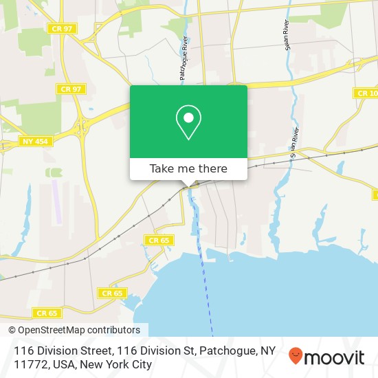 Mapa de 116 Division Street, 116 Division St, Patchogue, NY 11772, USA