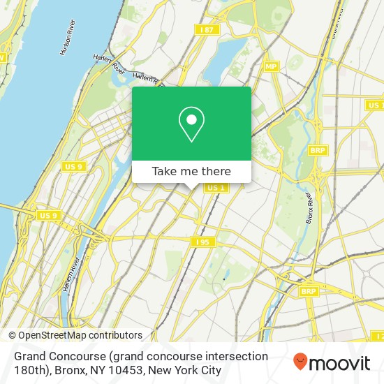 Mapa de Grand Concourse (grand concourse intersection 180th), Bronx, NY 10453