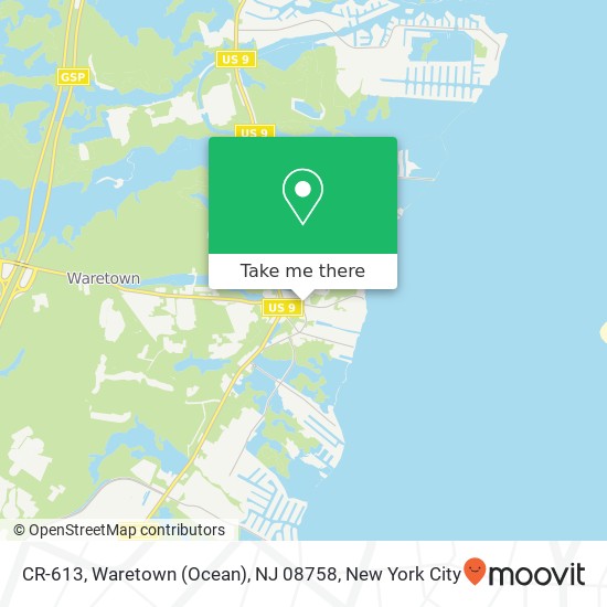 Mapa de CR-613, Waretown (Ocean), NJ 08758