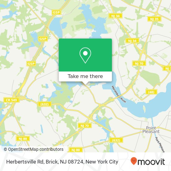 Mapa de Herbertsville Rd, Brick, NJ 08724