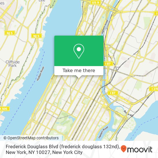 Mapa de Frederick Douglass Blvd (frederick douglass 132nd), New York, NY 10027