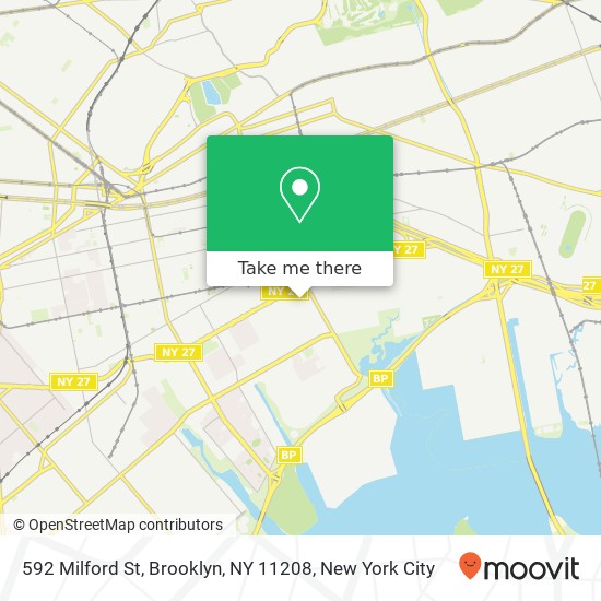 Mapa de 592 Milford St, Brooklyn, NY 11208