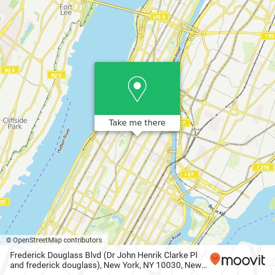 Frederick Douglass Blvd (Dr John Henrik Clarke Pl and frederick douglass), New York, NY 10030 map
