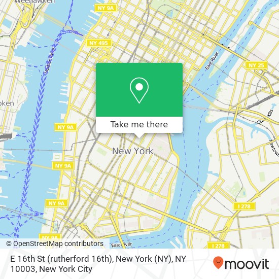 Mapa de E 16th St (rutherford 16th), New York (NY), NY 10003