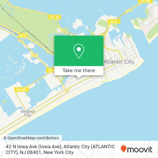 Mapa de 42 N Iowa Ave (Iowa Ave), Atlantic City (ATLANTIC CITY), NJ 08401