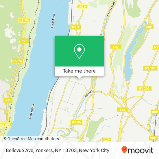 Mapa de Bellevue Ave, Yonkers, NY 10703