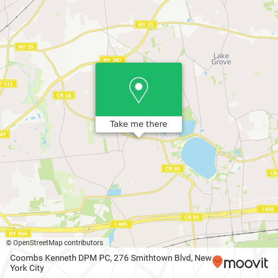 Mapa de Coombs Kenneth DPM PC, 276 Smithtown Blvd