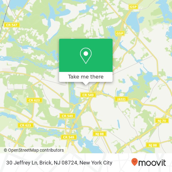 Mapa de 30 Jeffrey Ln, Brick, NJ 08724