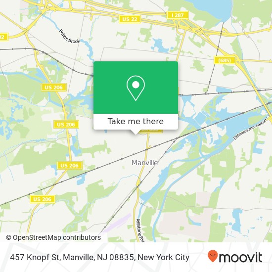 Mapa de 457 Knopf St, Manville, NJ 08835