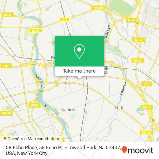58 Echo Place, 58 Echo Pl, Elmwood Park, NJ 07407, USA map