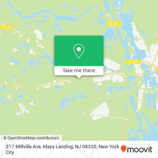 Mapa de 317 Millville Ave, Mays Landing, NJ 08330