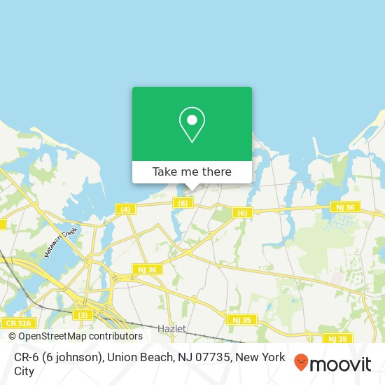 Mapa de CR-6 (6 johnson), Union Beach, NJ 07735