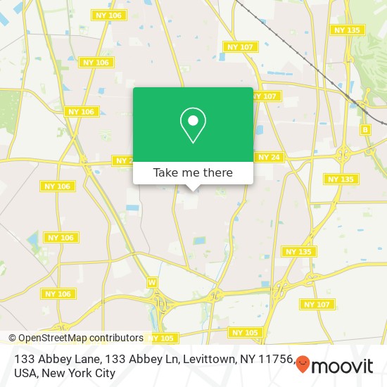 133 Abbey Lane, 133 Abbey Ln, Levittown, NY 11756, USA map