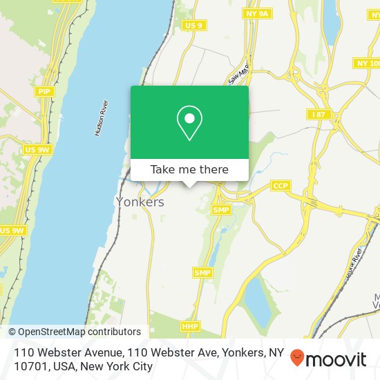 Mapa de 110 Webster Avenue, 110 Webster Ave, Yonkers, NY 10701, USA