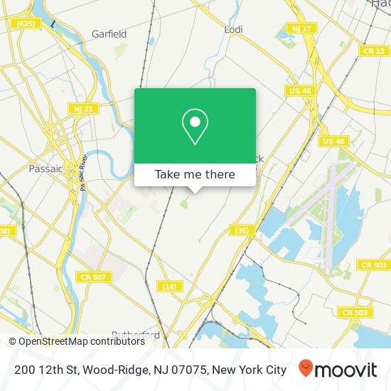 Mapa de 200 12th St, Wood-Ridge, NJ 07075