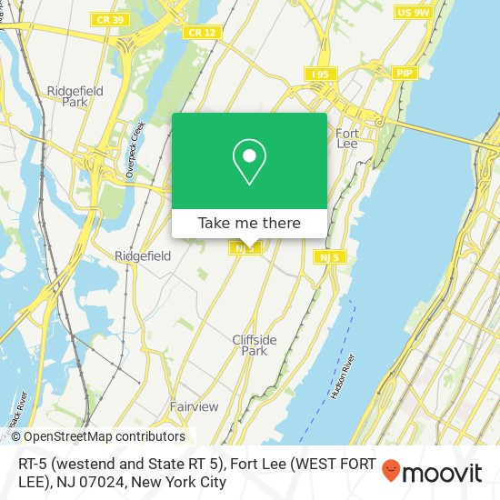 RT-5 (westend and State RT 5), Fort Lee (WEST FORT LEE), NJ 07024 map