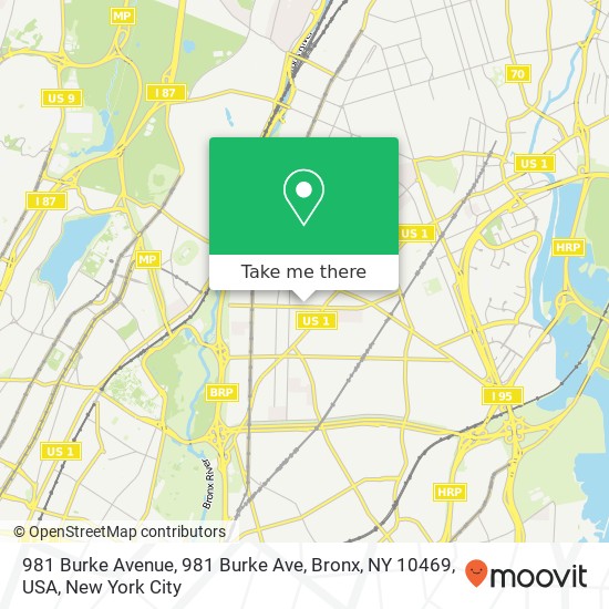 981 Burke Avenue, 981 Burke Ave, Bronx, NY 10469, USA map