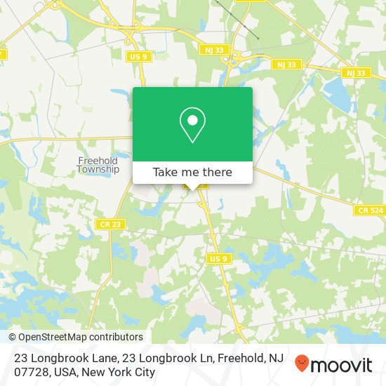 Mapa de 23 Longbrook Lane, 23 Longbrook Ln, Freehold, NJ 07728, USA