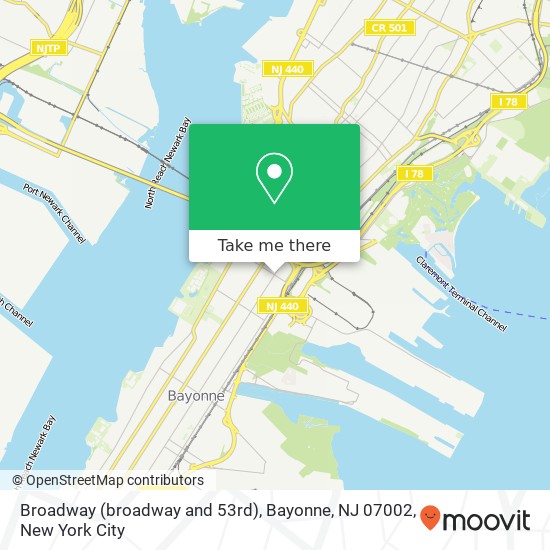 Broadway (broadway and 53rd), Bayonne, NJ 07002 map